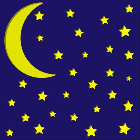 moon and stars in the skyのイラスト素材