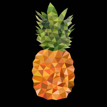 pineapple. triangulation design on blackbackgroundのイラスト素材
