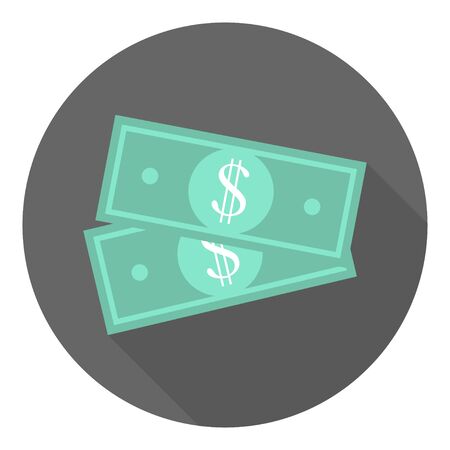 icon two dollar bills on gray circle with shadowのイラスト素材