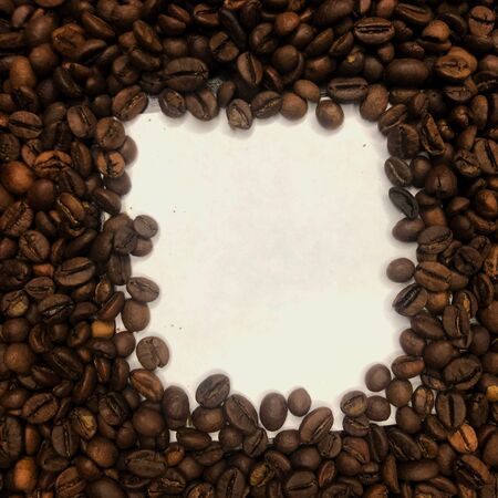coffee grains on a white backgroundの写真素材