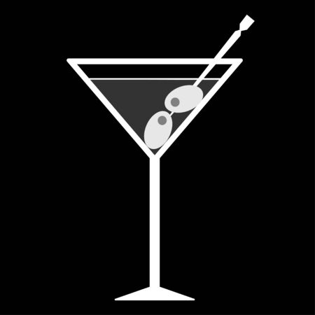 White Martini glass Icon Isolated on black Backgroundのイラスト素材