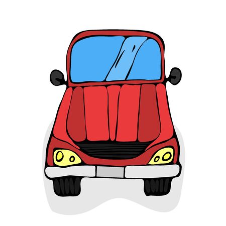 fun isolated cartoon red car silhouette. front viewのイラスト素材