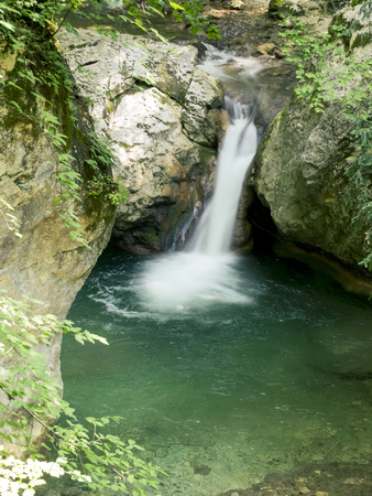 Waterfall on a mountain river of Crimean Grand Canyonの写真素材