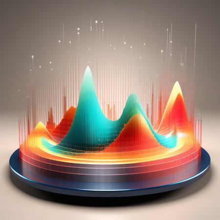 abstract colorful 3d illustration of equalizer on a gray backgroundの素材
