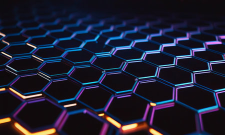 Abstract background of hexagons. 3d rendering, 3d illustration.の素材
