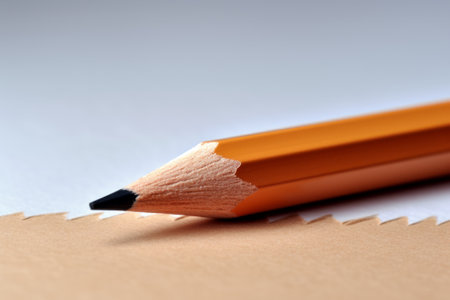 close-up of a pencil lying on a piece of paperの素材