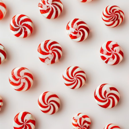 striped red and white candy cane isolated on a white backgroundの素材