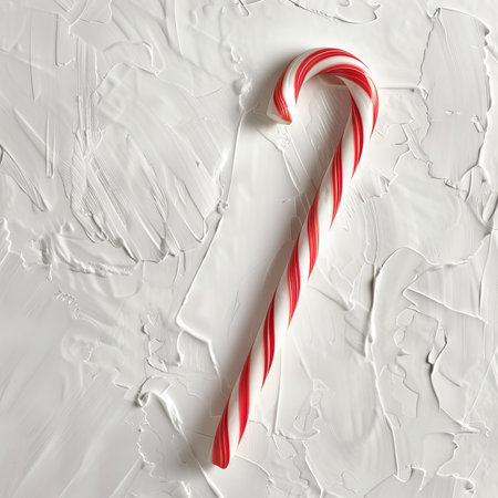 striped red and white candy cane isolated on a white backgroundの素材