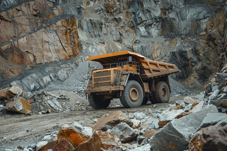 mining dump truck in a quarry, granite mining in a quarryの素材