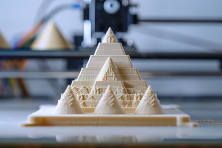 3D printer prints a plastic model of a three-dimensional partの素材