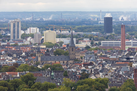 Cologne Germany, aerial view over Cologne rhine river Germany Cathedralの写真素材