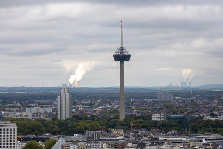 Aerial view over Cologne, Germany.の写真素材