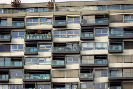 Windows of Kranhaus Business Center, Daylight view, Cologne Germany