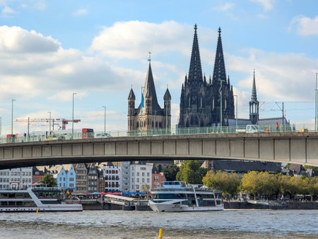 View of Cologne Old City and Cologne cathedral.の写真素材