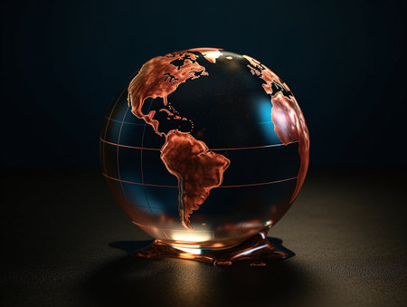 Earth globe with burning earth on dark background. 3D rendering.の素材