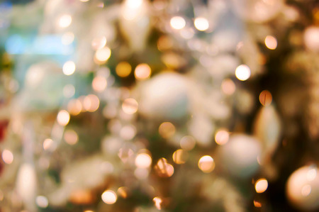 Christmas bokeh background, Christmas tree with toysの写真素材