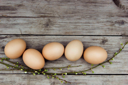 Eggs and sticks with buds