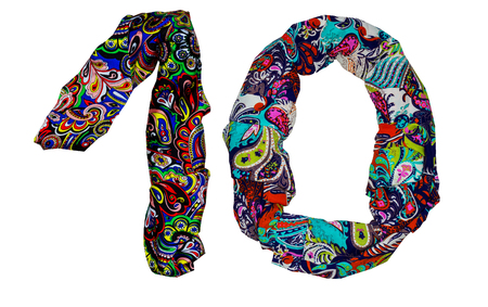 the isolated numbers from 1 to 10 made of fabric with floral printの写真素材