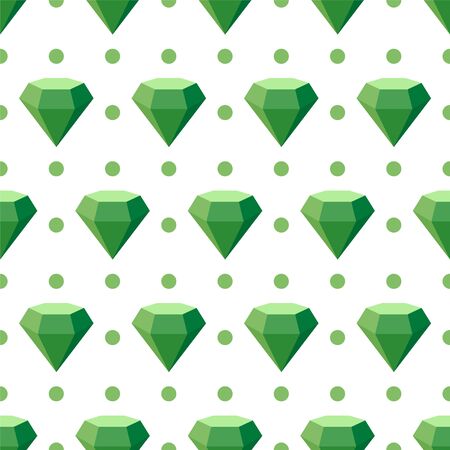 Seamless vector pattern with diamonds. Green elements and circle on white background. Seamless background for greeting cards, banners, prints on clothing, print on fabrics, packaging design, etc.のイラスト素材