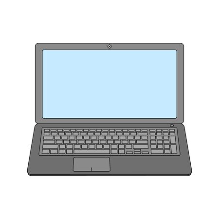 Laptop. Flat vector illustration icon. Stylish computer symbol isolated on a white background. The screen can be used as a place for text and art. Monitor as a frame. For web design, banners, etc.のイラスト素材