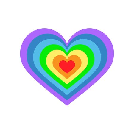 Heart with rainbow colors. Colored vector illustration of striped heart isolated on white background.のイラスト素材