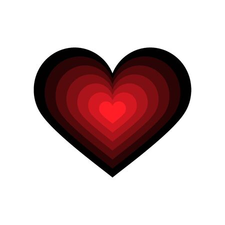 Heart icon. Black and red color transitions. Colored vector illustration isolated on white background. Ideas for holiday designs, greetings cards, holiday prints, designer packaging, icon, logo, etc.のイラスト素材