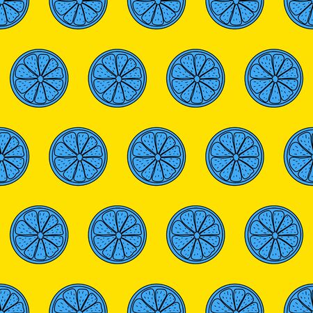 Seamless pattern. Sliced pieces of citrus fruit. The bright backdrop of tropical fruit. Stock vector illustration. Ideas for modern creative designs of backgrounds, cards, print, packing, textile.のイラスト素材