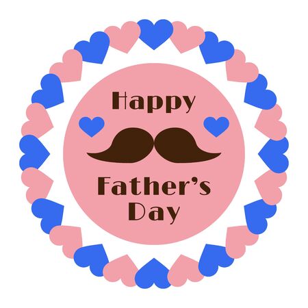 Happy Father Day. Vector illustration of festive design. Colorful frame with decor and place for text. Isolate elements on a white background. Great for banners, poster, flyers, cards, packing, print.のイラスト素材