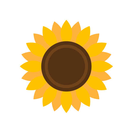 Colorful Sunflower. Flat icon. Vector illustration. Flat icon. Isolated element on white background. Great for the design of banners, decoration,   label, stickers, cards, textiles, packing, etc.のイラスト素材