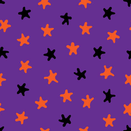 Cute pattern with stars. Vector illustration. Abstract decorative elements on violet background. For backdrops decoration, cards, wallpaper, textile, fabric, wrappers, additions to the design.のイラスト素材
