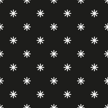 Christmas simple pattern. Seamless pattern with white snowflakes on a black background. Winter...