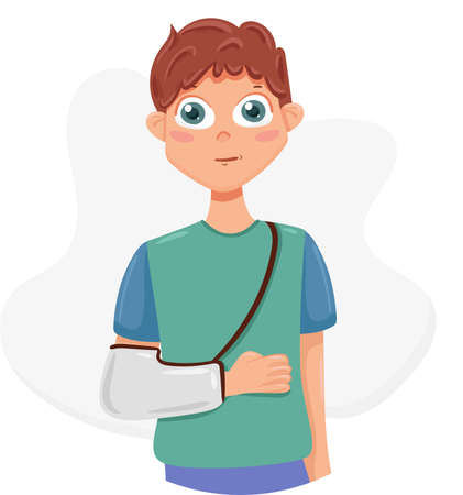 A man with a broken arm. Hand in a cast.のイラスト素材