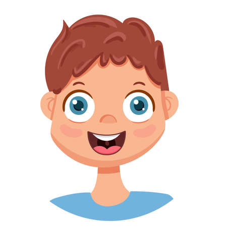 Happy man laughs. Human emotions. Vector avatar with happy men.のイラスト素材