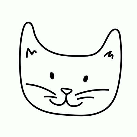 Cute kitten face. vector illustration in doodle style.のイラスト素材