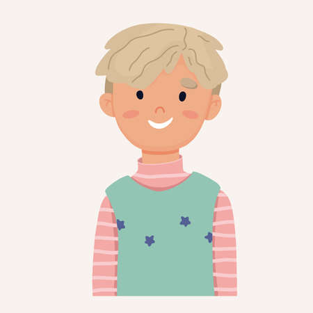 Portrait of a schoolboy boy in a vest. Vector illustration