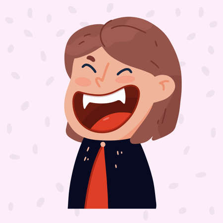 Dracula with fangs for halloween. Halloween concept. Vector illustration in flat styleのイラスト素材