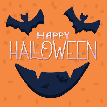 Halloween pumpkin background poster. Halloween concept. Vector illustration in flat styleのイラスト素材