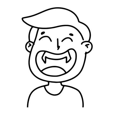 Vampire laughs in doodle style. Halloween concept. Coloring. Vector illustrationのイラスト素材