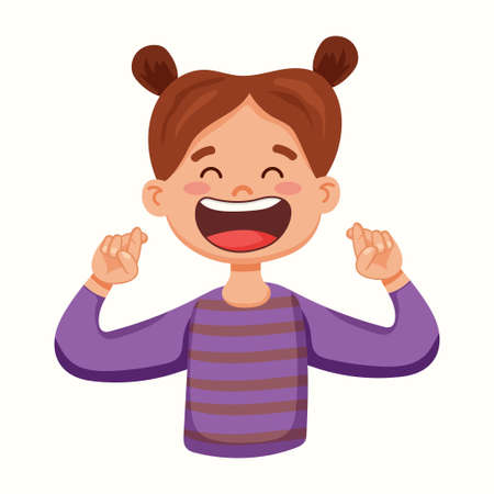 little girl crossed fingers The girl is dreaming about something. Vector illustration in flat styleのイラスト素材