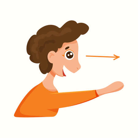 The girl is staring at something. Vector illustration in flat styleのイラスト素材