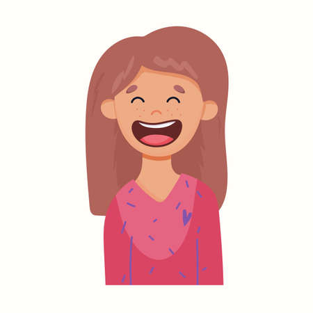 Portrait of a girl. Vector illustration in flat styleのイラスト素材