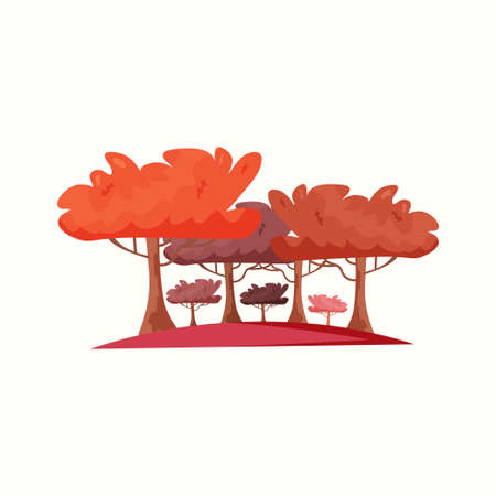 Autumn forest of trees. Vector illustration in flat styleのイラスト素材