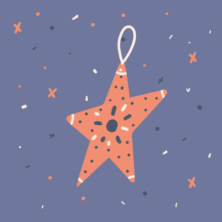 star toy on the Christmas tree. Christmas and New Year. hand draw styleのイラスト素材