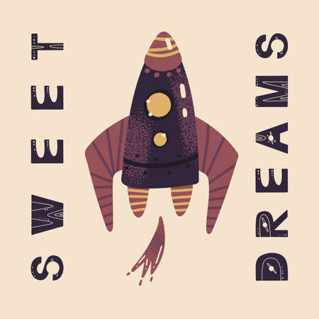 Poster with lettering sweet dreams and planet. Vector illustration for posters, prints and cardsのイラスト素材