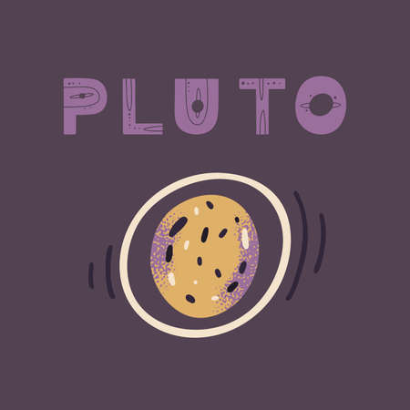 Poster with lettering pluto and planet. Vector illustration for posters, prints and cardsのイラスト素材