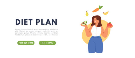 Healthy eco diet plan and metabolism concept. Fresh organic vegetable. Proper nutrition. Concept of healthy eating, personal weight-loss diet. flat vector illustrationのイラスト素材