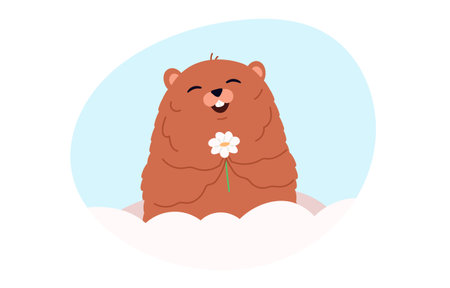 groundhogs. Happy groundhog day. Marmot or beaver wild animal relax. flat vector illustrationのイラスト素材