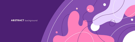 Modern organic background. Abstract elements, wave and dynamic line. Compositions of colored spots. Space or scientific landscape. flat vector illustrationのイラスト素材