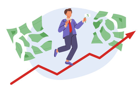 Inflation growing or going up graph. World economy recession. Price rise, high cost shopping. Interest rate hike. flat vector illustrationのイラスト素材