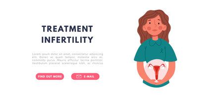 woman health. Pain in uterus. Gynecology problems.Flat vector isolated illustrationのイラスト素材